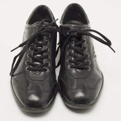 Pre Owned Prada Sport Black Leather Low Top Sneakers Size 37.5