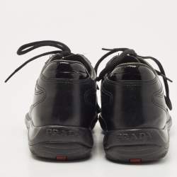 Pre Owned Prada Sport Black Leather Low Top Sneakers Size 37.5
