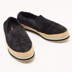 Pre Owned Prada Sport Black Suede Espadrille Sneakers Size 39