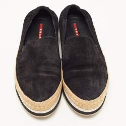 Pre Owned Prada Sport Black Suede Espadrille Sneakers Size 39