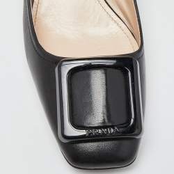 Prada Sport Black Leather Block Heel Pumps Size 39