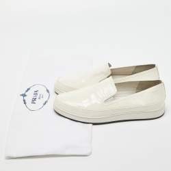 Pre Owned Prada Sport Off White Patent Leather Slip On Sneakers Size 39