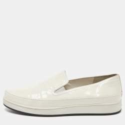 Pre Owned Prada Sport Off White Patent Leather Slip On Sneakers Size 39