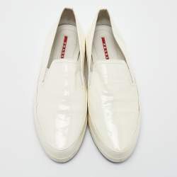 Pre Owned Prada Sport Off White Patent Leather Slip On Sneakers Size 39