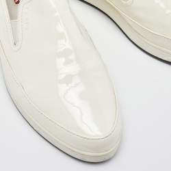 Pre Owned Prada Sport Off White Patent Leather Slip On Sneakers Size 39