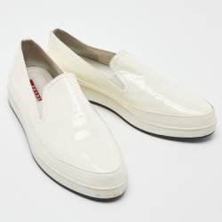 Pre Owned Prada Sport Off White Patent Leather Slip On Sneakers Size 39