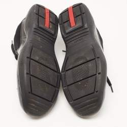 Pre Owned Prada Sport Black Mesh And Patent Leather Carrie Lace Up Sneakers Size 37.5