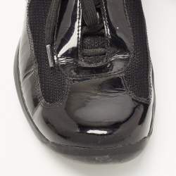 Pre Owned Prada Sport Black Mesh And Patent Leather Carrie Lace Up Sneakers Size 37.5