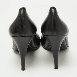 Pre Owned Prada Sport Black Leather and Patent Cap Toe Pumps Size 40