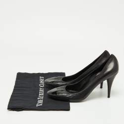 Pre Owned Prada Sport Black Leather and Patent Cap Toe Pumps Size 40