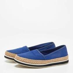 Pre Owned Prada Sport Blue Canvas Espadrille Sneakers Size 38