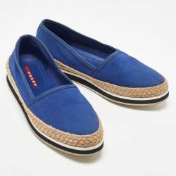 Pre Owned Prada Sport Blue Canvas Espadrille Sneakers Size 38