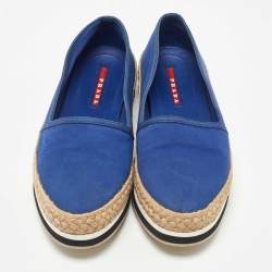 Pre Owned Prada Sport Blue Canvas Espadrille Sneakers Size 38