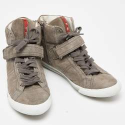 Prada Sport Grey Suede High Top Sneakers Size 36