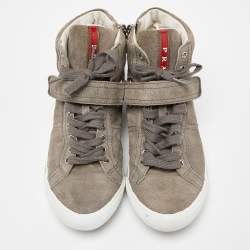 Prada Sport Grey Suede High Top Sneakers Size 36