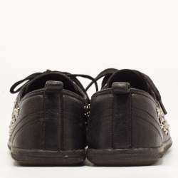 Prada Sport Black Leather Studded Low Top Sneakers Size 37