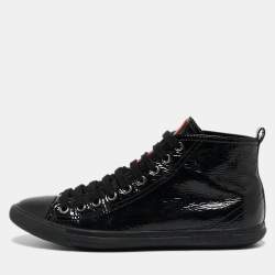 Pre Owned Prada Sport Black Patent High Top Sneakers Size 38