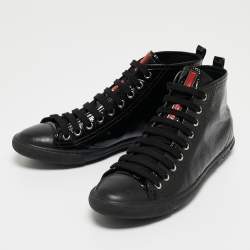 Pre Owned Prada Sport Black Patent High Top Sneakers Size 38