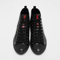 Pre Owned Prada Sport Black Patent High Top Sneakers Size 38