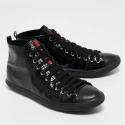 Pre Owned Prada Sport Black Patent High Top Sneakers Size 38