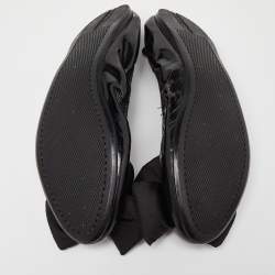 Pre Owned Prada Sport Black Patent Leather Bow Scrunch Ballet Flats Size 40