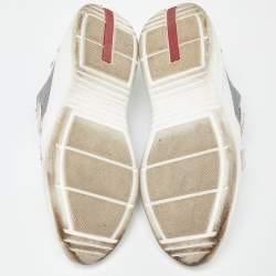 Pre Owned Prada Sport White Leather and Mesh Double Velcro Strap Slip On Sneakers Size 38.5