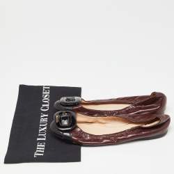 Prada Sport Brown/Black Patent Leather Ballet Flats Size 38