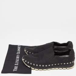 Prada Sport Black Nylon Crystals Embellished Slip On Sneakers Size 41