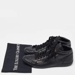 Prada Sports Black Leather High Top Sneakers Size 39