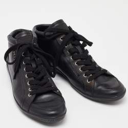 Prada Sports Black Leather High Top Sneakers Size 39
