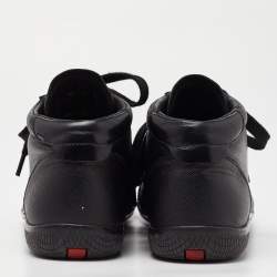 Prada Sports Black Leather High Top Sneakers Size 39