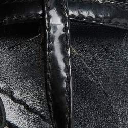 Pre Owned Prada Sport Black Patent Leather Strappy Bow Slingback Wedge Sandals Size 37