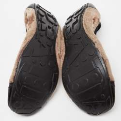 Pre Owned Prada Sport Black/Brown Patent Leather and Velvet Toe Cap Scrunch Ballet Flats Size 40.5