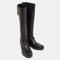Pre Owned Prada Sports Black Leather Knee Length Boots Size 39