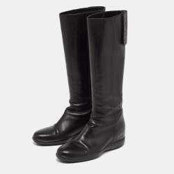 Pre Owned Prada Sports Black Leather Knee Length Boots Size 39