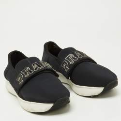 Pre Owned Prada Sport Black Neoprene Sneakers Size 39