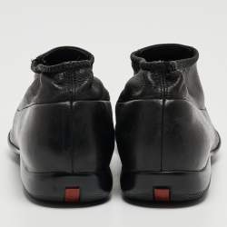 Prada Sport Black Leather Slip On Loafers Size 38
