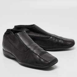 Prada Sport Black Leather Slip On Loafers Size 38