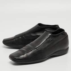 Prada Sport Black Leather Slip On Loafers Size 38