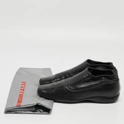Prada Sport Black Leather Slip On Loafers Size 38