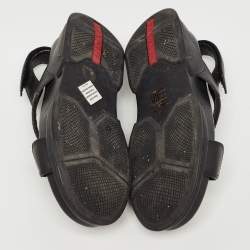 Pre Owned Prada Sport Black Fabric and Leather Cross Strap Slingback Sandals Size 37