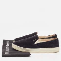 Prada Sport Black Suede Slip On Sneakers Size 38.5