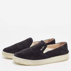 Prada Sport Black Suede Slip On Sneakers Size 38.5