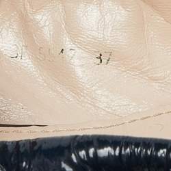 Pre Owned Prada Sport Blue Patent Leather Fringe Detail Ballet Flats Size 37