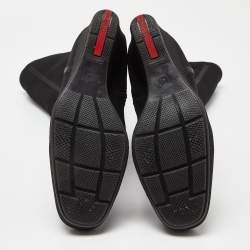 Pre Owned Prada Sport Black Stretch Band Wedge Knee Length Boots Size 36