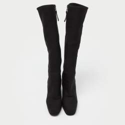 Pre Owned Prada Sport Black Stretch Band Wedge Knee Length Boots Size 36