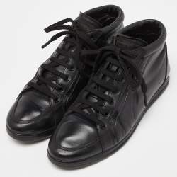 Prada Sports Black Leather Lace Up Sneakers Size 36