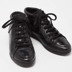 Prada Sports Black Leather Lace Up Sneakers Size 36