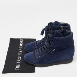 Prada Sport Blue Suede Wedge Sneakers Size 36