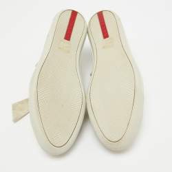 Pre Owned Prada Sport Gold Glitter Leather Cap Toe Low Top Sneakers Size 39